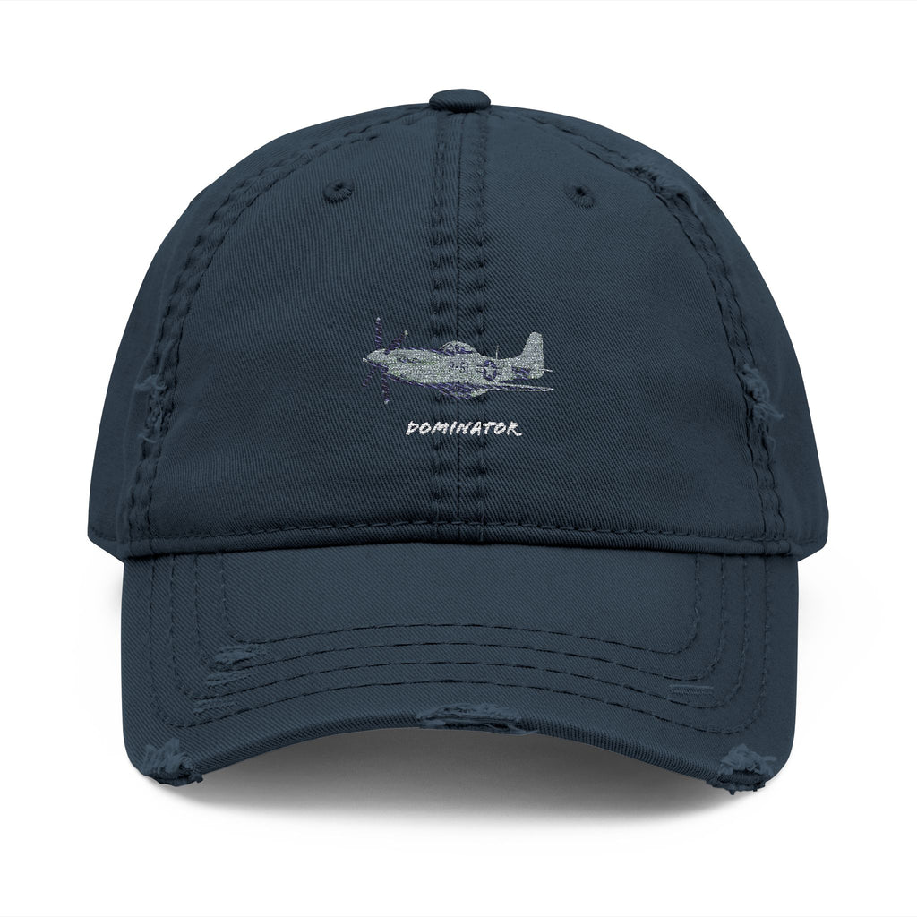 Embroidered Distressed Hat - P-51 Mustang Warbird