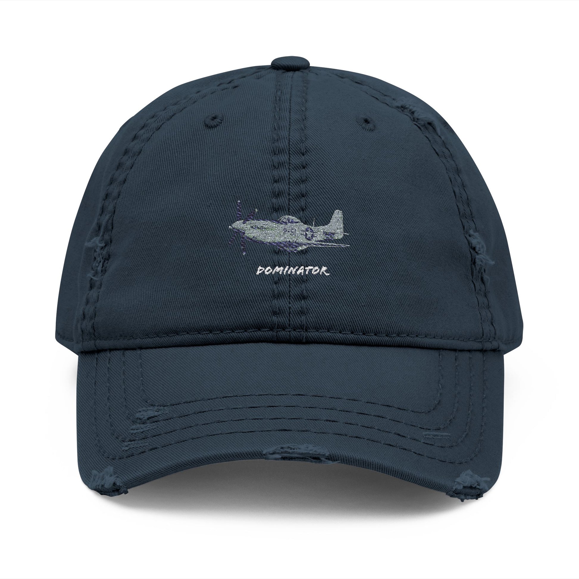 Embroidered Distressed Hat - P-51 Mustang Warbird