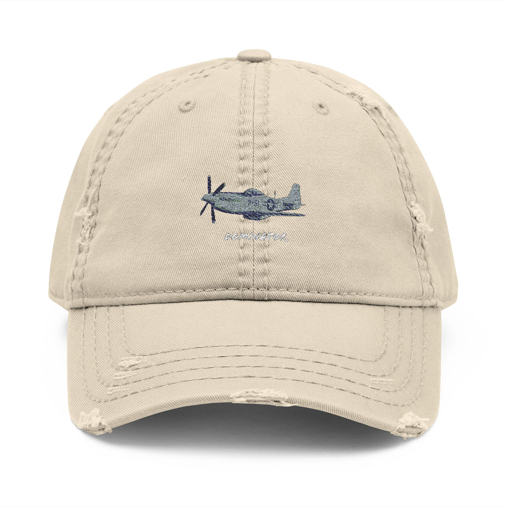 Embroidered Distressed Hat - P-51 Mustang Warbird