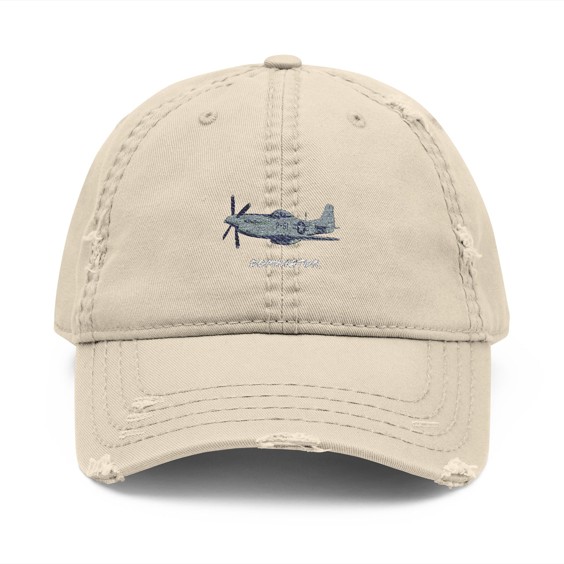 Embroidered Distressed Hat - P-51 Mustang Warbird