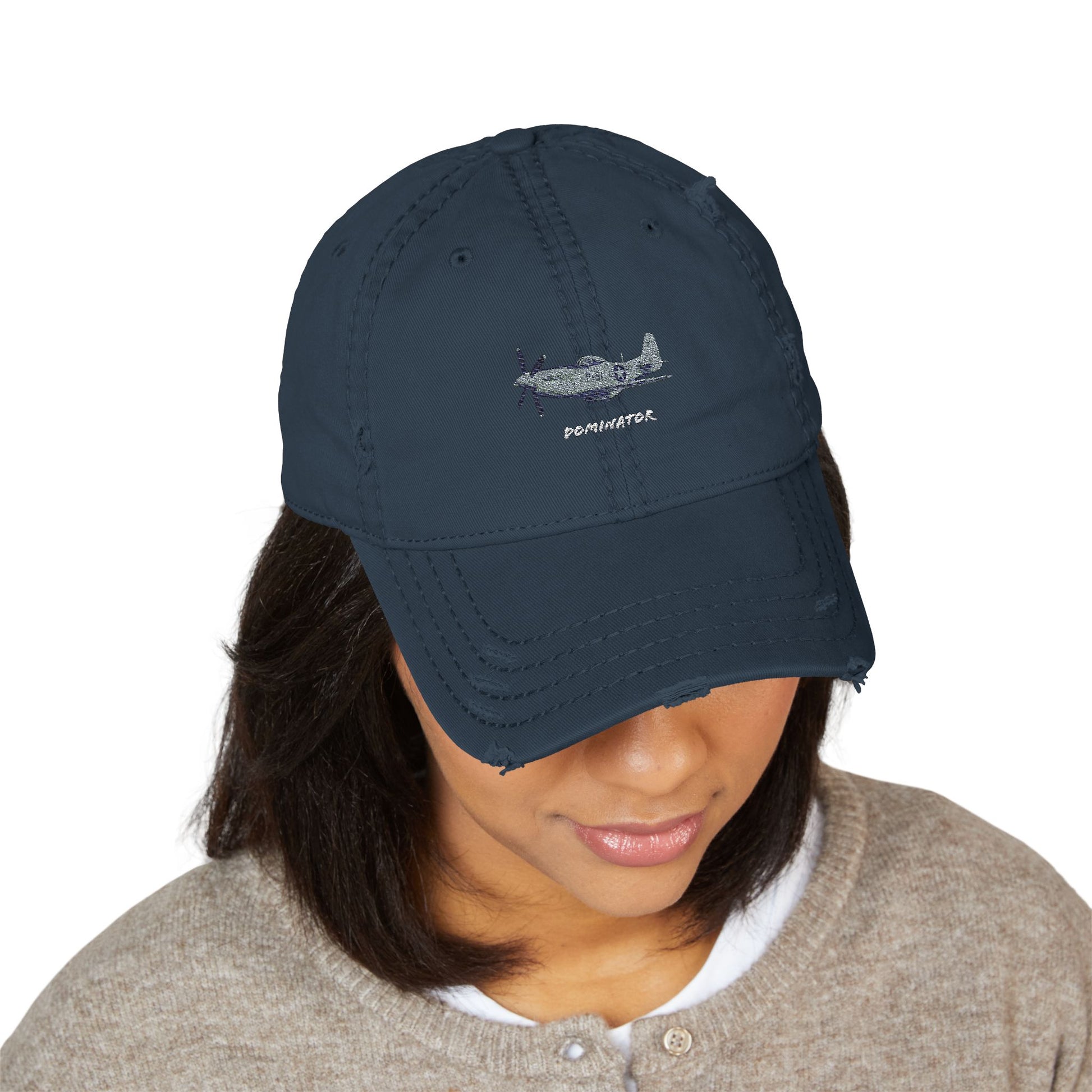 Embroidered Distressed Hat - P-51 Mustang Warbird
