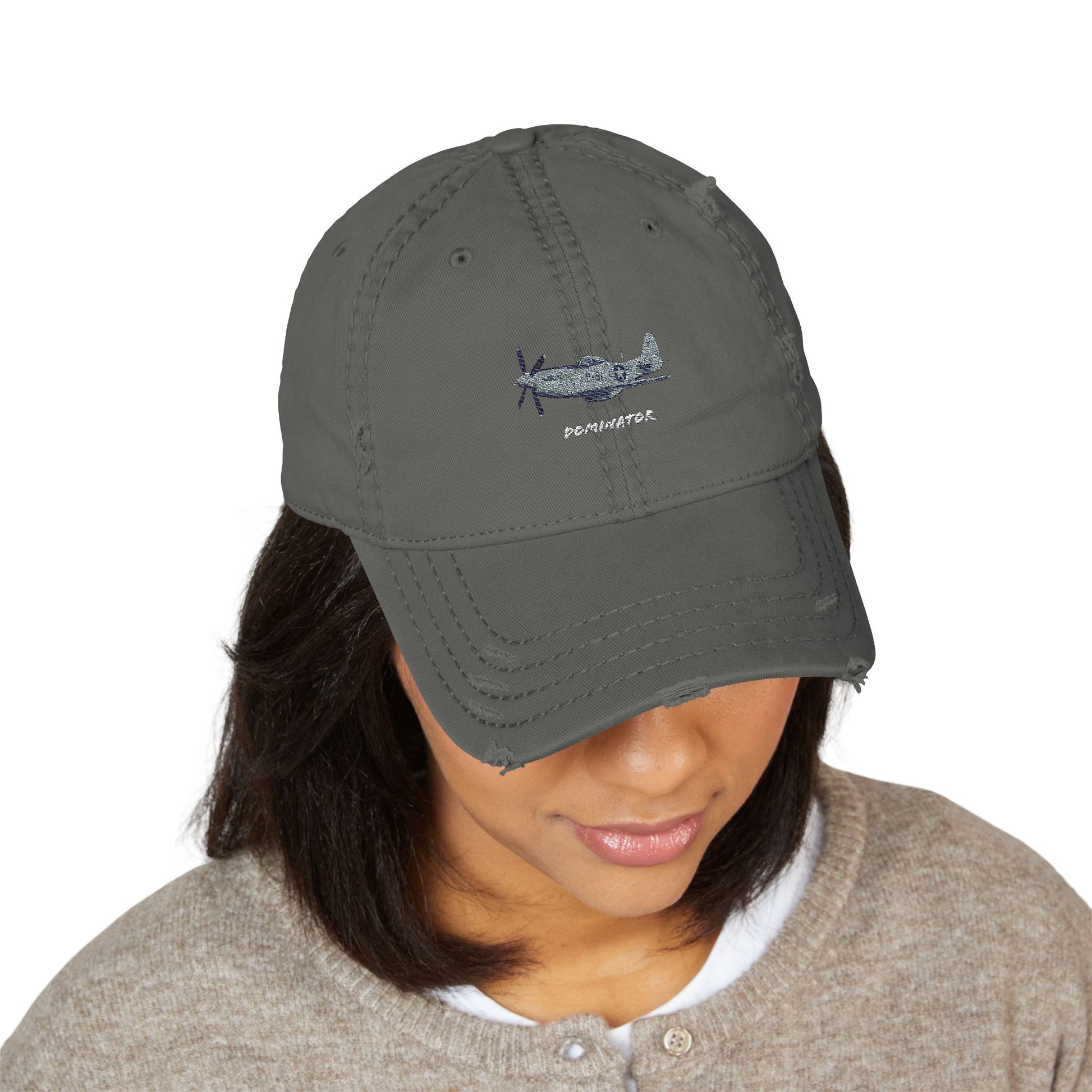Embroidered Distressed Hat - P-51 Mustang Warbird